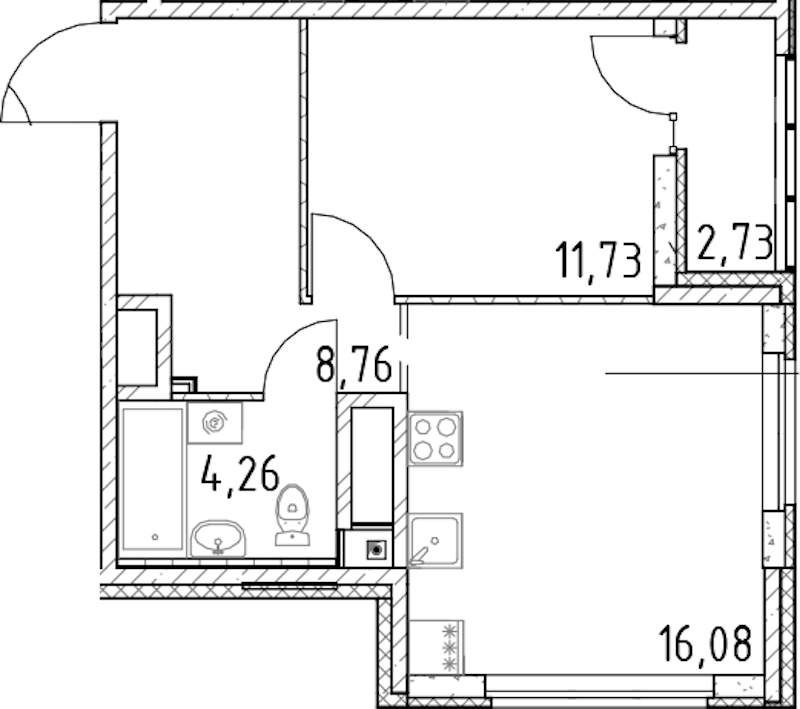 1-комнатная квартира 40.83 м², 6/23 эт., ЖК «Город Первых»
